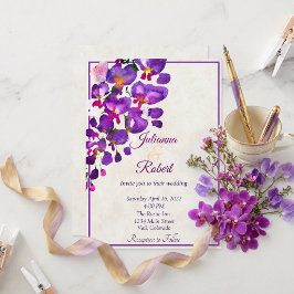 invitación de boda con presupuesto de glicina púrp