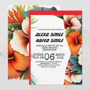 Invitación de boda con puerta desplegable de flore