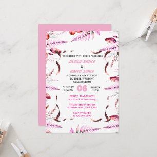 Invitación de boda con puerta plegable de flor sil