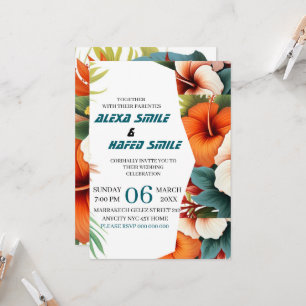Invitación de boda con puerta plegable de flor sil