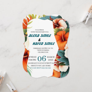 Invitación de boda con puerta plegable de flores s