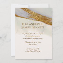Invitación de boda con purpurina y tinta de alcoho