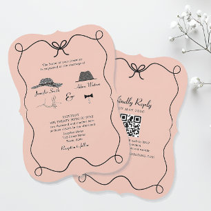 Invitación de Boda con QR en Corbata de Lazo Capri