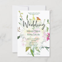 Invitación de boda con ramo de narcisos de primave