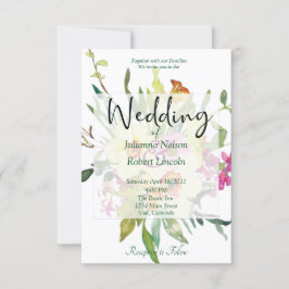 Invitación de boda con ramo de narcisos de primave