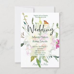 Invitación de boda con ramo de narcisos de primave