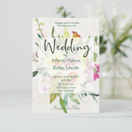 Invitación de boda con ramo de narcisos de primave