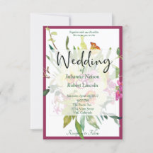 Invitación de boda con ramo de narcisos de primave