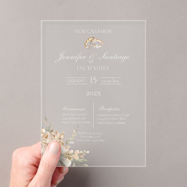 Invitación de boda con ramo y anillo (Insitu (portátil))