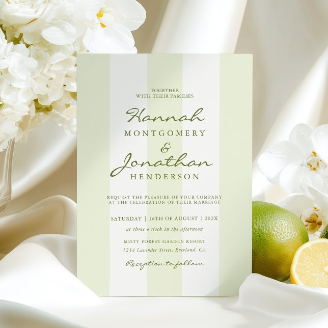 Invitación de boda con raya verde oliva (Subido por el creador)