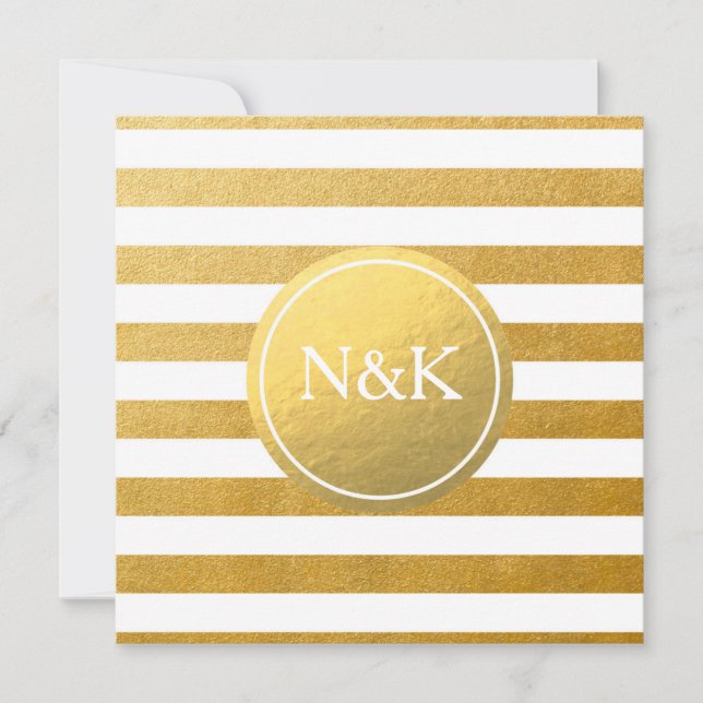 Invitación de boda con rayas de papel de aluminio  (Anverso)