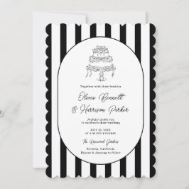 Invitación de boda con rayas negras y blancas con 