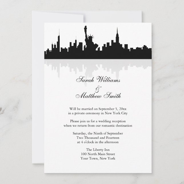 Invitación de boda con recepción únicamente en el  (Anverso)