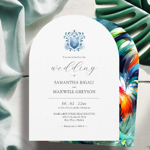 Invitación de boda con recorte die Tropical Key We