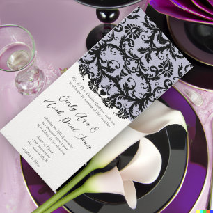 Invitación de boda con remate de lila y remolinos