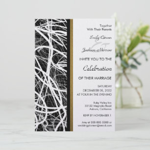 Invitación de boda con remolino blanco moderno