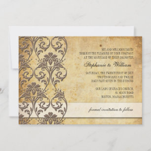 Invitación de boda con remolino floral de mocha vi