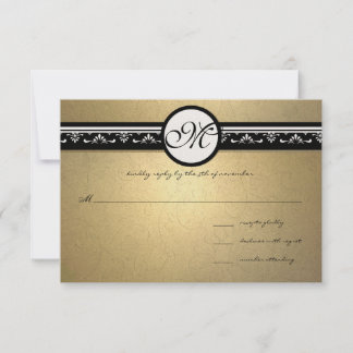Invitación de boda con remolinos de damasco dorado