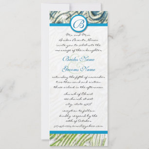 Invitación de boda con remolinos de plumas de pavo