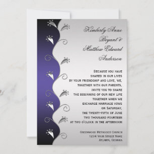 Invitación de boda con remolinos de púrpura oscuro