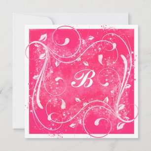 Invitación de boda con remolinos rosados y blancos