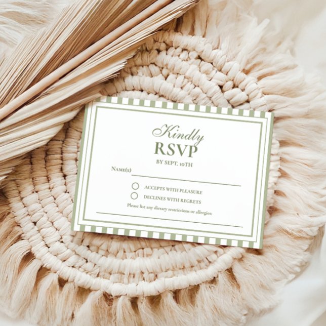Invitación de boda con respuesta de raya verde sal (Subido por el creador)
