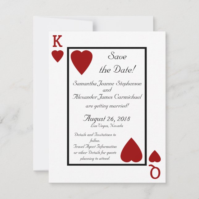 Invitación de boda con Rey/Reina de Cartas Save th (Anverso)