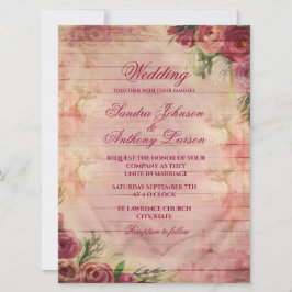 Invitación de boda con rosa de acuarela floral
