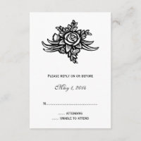 Invitación de boda con rosa de estilo de tatuaje R