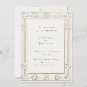 Invitación de boda con rosa de oro marfil