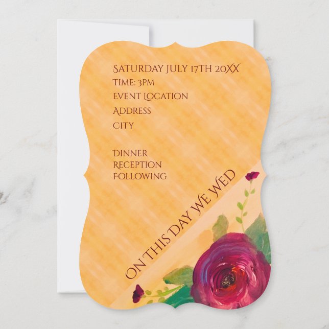 Invitación de Boda con Rosa de Vino (Reverso)