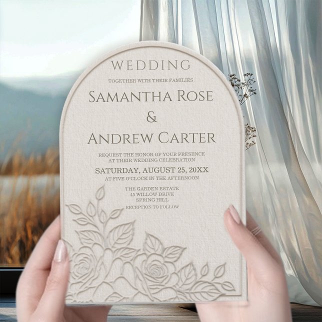 Invitación de Boda con Rosa en Relieve Falso de Ma (Subido por el creador)