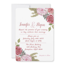 Invitación de boda con rosas acuarela