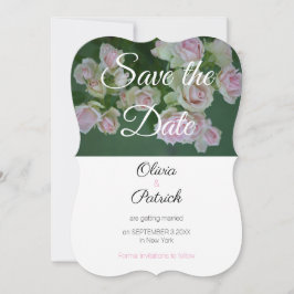 Invitación de boda con rosas rosadas para guardar