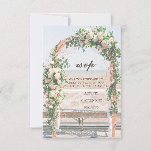 Invitación de boda con RSVP para puesta de sol en  (Anverso)
