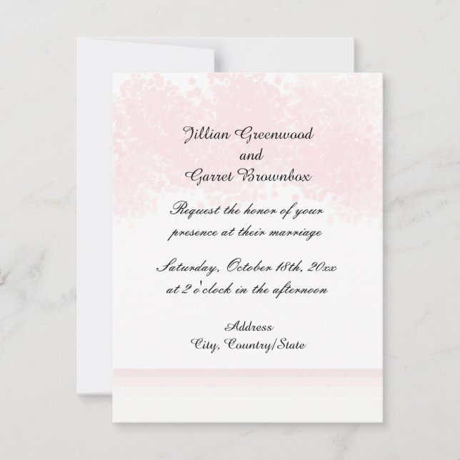 Invitación de boda con rubor rosa (Anverso)