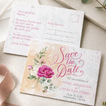 Invitación de boda con salpicaduras de color rosa 