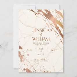 Invitación de boda con salpicaduras de mármol y ho