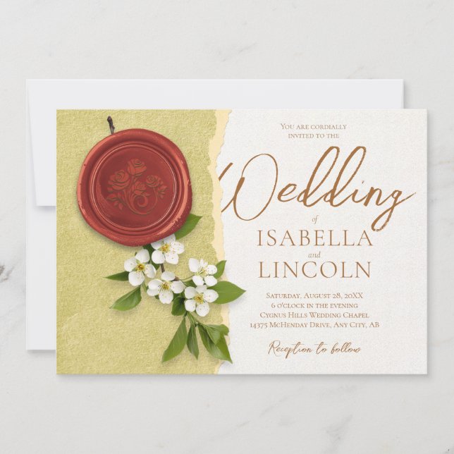 Invitación de boda con sello rojo (Anverso)