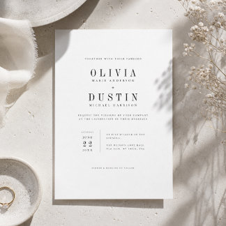 Invitación de Boda con Serif Minimalista Moderna