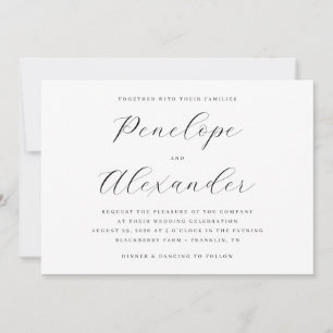 Invitación de boda con serif negro sofisticado