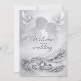 Invitación de boda con silueta de amor elegante