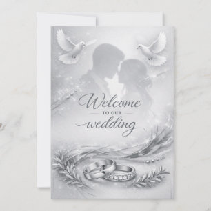 Invitación de boda con silueta de amor elegante