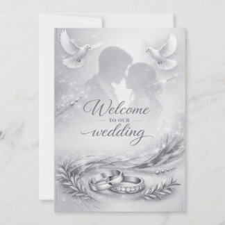 Invitación de boda con silueta de amor elegante