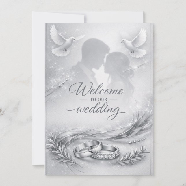 Invitación de boda con silueta de amor elegante (Anverso)