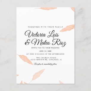 Invitación de Boda con Silueta de Hoja de Pampas A