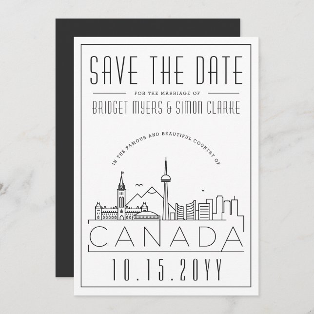 Invitación de boda con silueta estilizada de Canad (Anverso / Reverso)