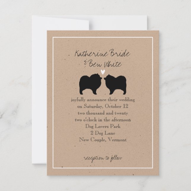 Invitación de Boda con Siluetas de Keeshond (Anverso)