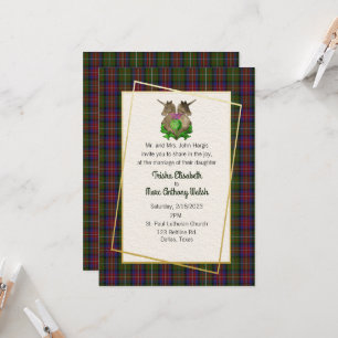 Invitación de boda con símbolos escoceses del clan