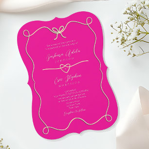 Invitación de Boda con Soporte de Color Rosa Brill